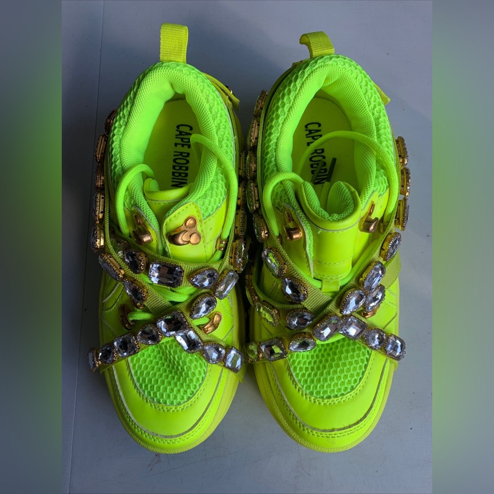 Cape Robbin Chunk Fever Sneakers Women’s Size 6 Neon Yellow‎ Chunky Platform - Picture 7 of 13